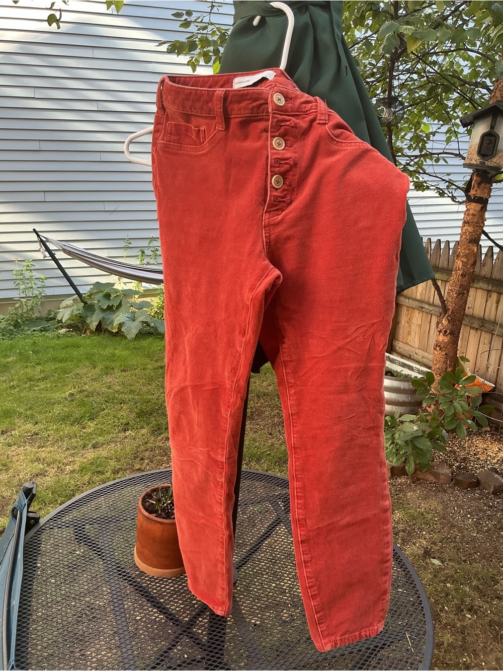 Anthropologie High-Rise Button-Fly Rust Red corduroy pants